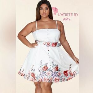 Plus Size Floral Mini Dress - Fit & Flare Style L’atise by Amy